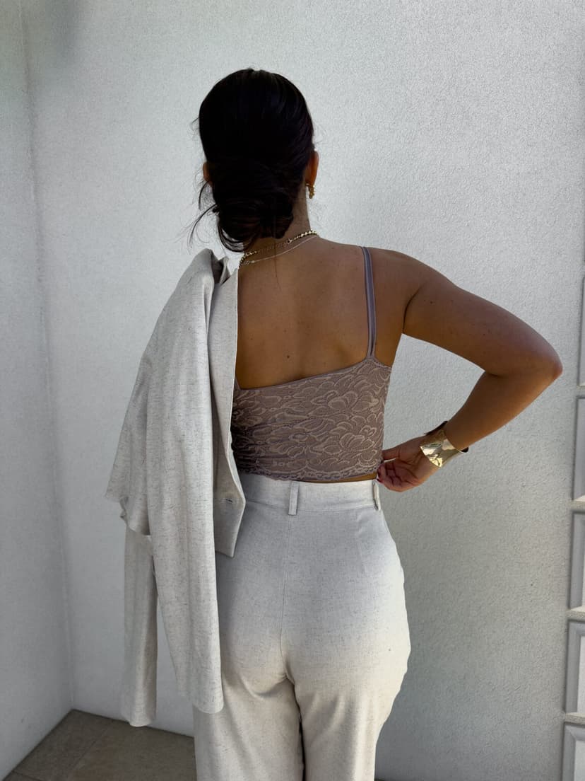 ByMe CORONY csipkés topp - Mokka