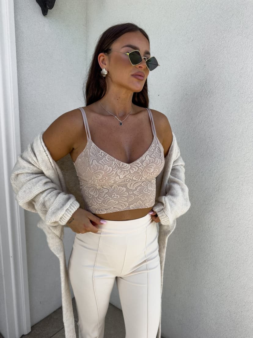 ByMe CORONY csipkés topp - Világos bézs